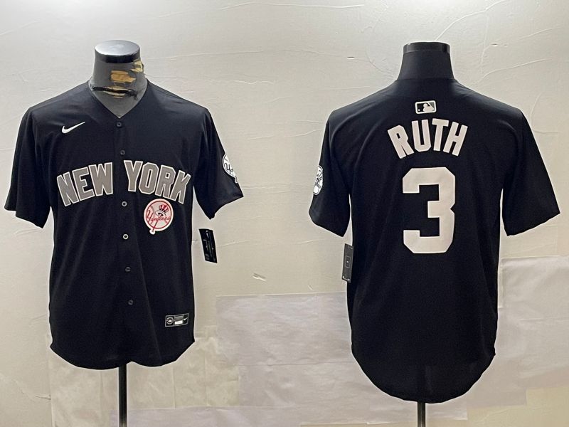 Men New York Yankees #3 Ruth Black Game 2024 Nike MLB Jersey style 12023